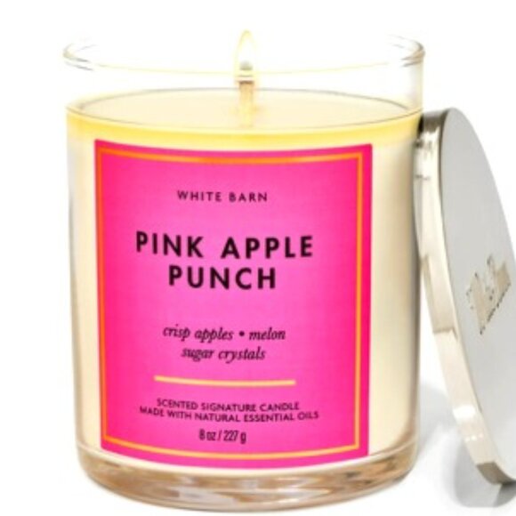 Bath and Body White Barn Pink Apple Punch Signature Single Wick Candle (8 oz) - Picture 1 of 1